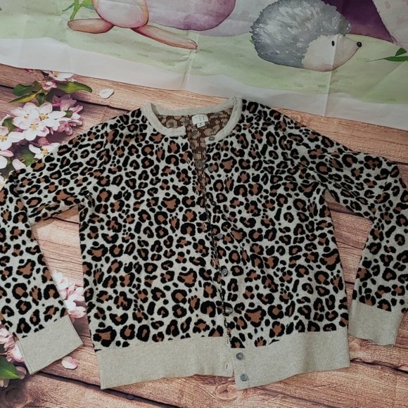 a new day Sweaters - Leopard print crew neck cardigan sweater